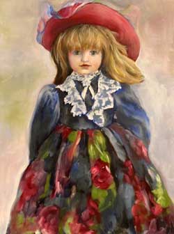 Doll painting, red hat